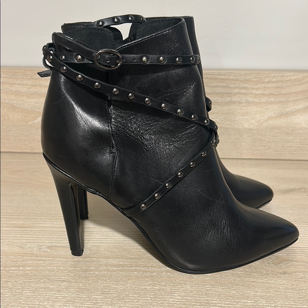 Topshop Black Studded Ankle Boots 8.5